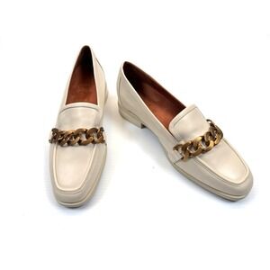 Vionic Mizelle Loafer Women 9 NWOB $140 Slip-on Leather Gold Chain Square Toe